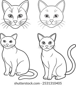 cute cat line art vector 