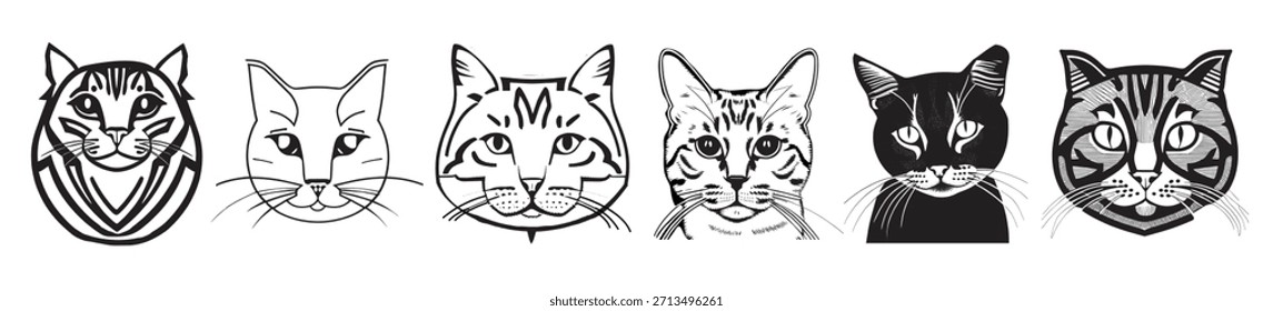 Dibujos para colorear de Vector lindo de la línea del gato