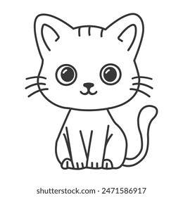 Cute Cat Line Drawing Art