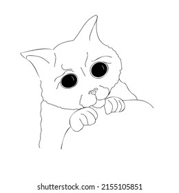 Cute cat. Line drawing Cat Continuous. Outline drawing. Continuous one line drawing portrait of a cat.