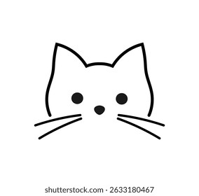 Cute cat line drawing icon illustration. Logo vector.