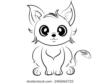 Cute cat line drawing vector art