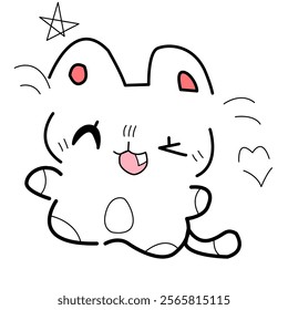 Cute cat  line icon. Hand Drawn Cartoon Cat.