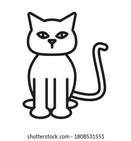 Cute cat line style icon design, Animal pet kitten domestic feline kitty mammal beautiful and portrait theme Vector illustration