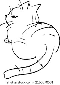 Cute cat lined vector illustration. natural expressions shitting