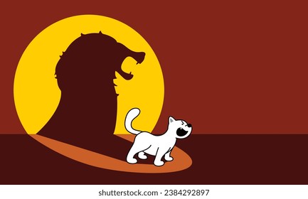 cute cat with lion shadow with copy space area