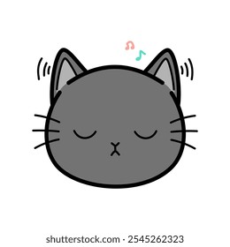 gato bonito ouvir música Em fundo branco