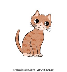 Cute cat, little kitten. Vector cartoon illustration. Favorite ginger character.