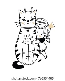 Cute cat and little princess