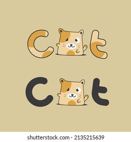 cute cat logo cartoon vector icon illustration