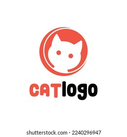 Cute cat logo design with abstract circular shape, Logo design Tamplet Vectors, Illustrations 