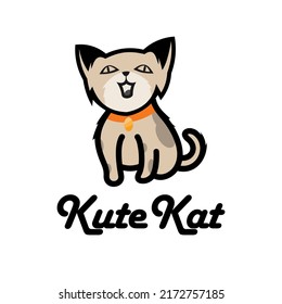 cute cat logo design, character template