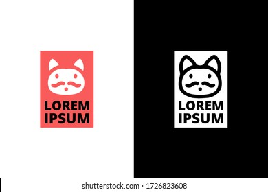 Cute cat logo design concept.Hipster, modern minimalist, and simple elegant style.