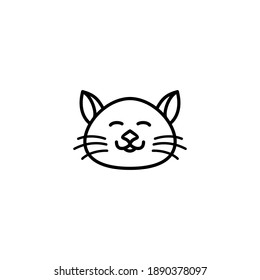 Cute Cat Logo Design. Cute cat icon logo with line style.