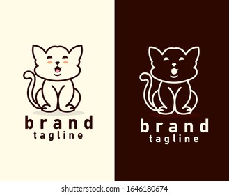 Plantilla de diseño de logotipo de felino circular vectorial