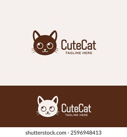 Cute cat logo design template