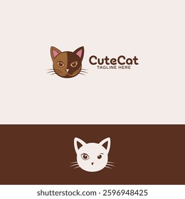 Cute cat logo design template