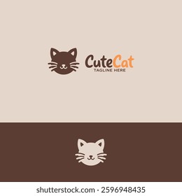 Cute cat logo design template