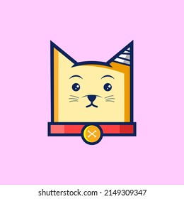 Cute cat logo design vector illustration