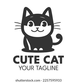 Diseño de logotipo de gato mate, plantilla vectorial.