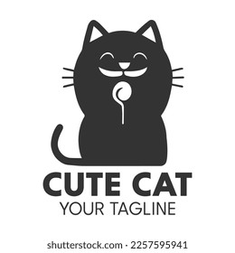 Diseño de logotipo de gato mate, plantilla vectorial.