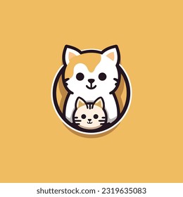 Cute cat logo design vector illustration