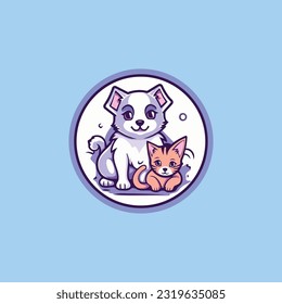 Cute cat logo design vector illustration
