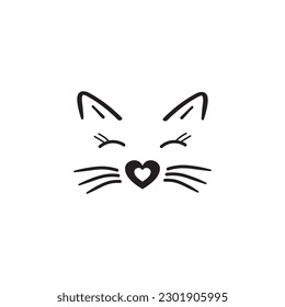 Cute cat logo isolated vector image