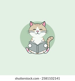 Cute cat logo for kid books shop or kid toy company 