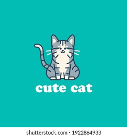 Cute Cat Logo Mascot Illustration