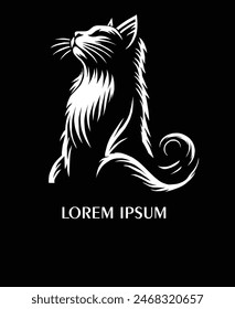 A cute cat logo on a black background. Veterinarians, pet sitters, animal lovers.