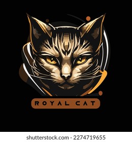 cute cat logo retro vintage vector art