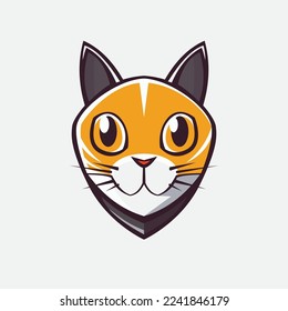 Cute cat logo symbol design illustration. Clean logo mark design. Illustration for personal or commercial business branding.
