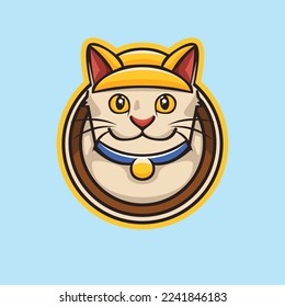 Cute cat logo symbol design illustration. Clean logo mark design. Illustration for personal or commercial business branding.