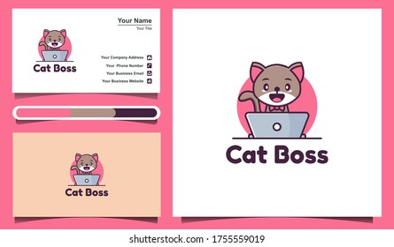 Cute Cat Logo Vorlage. Geeignet für Aufkleber, Haustier, Liebeskatze, Medien, Kreativindustrie und Werbung von zu Hause aus.