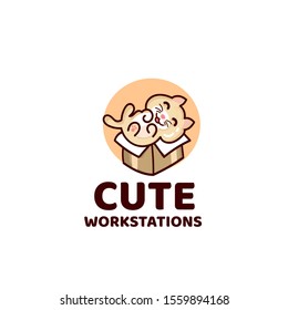 CUTE CAT logo vector design illustration graphics