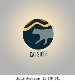 cute cat logo with vector format