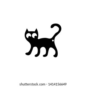 Cute Cat Logo Vector Illustration Black Stock Vector (Royalty Free ...