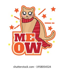 Cute cat logo vector illustration on white background with dummy text.