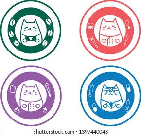 Cute cat logos for coffee shop, bakery, restaurant and drugstore.
