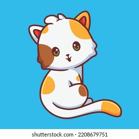 cute cat looking behind. isolated cartoon animal illustration. Flat Style Sticker Icon Design Premium Logo vector. Mascot Character