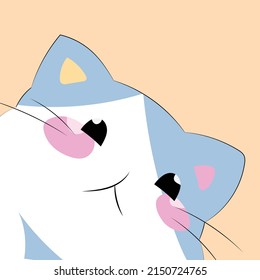 Cute Cat Looking Down Vector Illustration