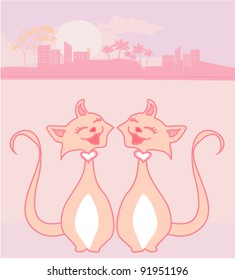 cute cat in love card