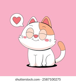 Cute cat with love cartoon