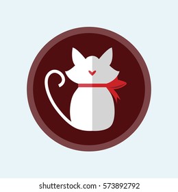 Cute Cat Love concept. icon in flat style. Vector illustration Design element for Wedding, Birthday or Valentines Day.