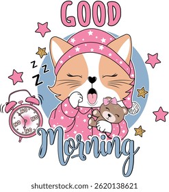 cute cat love girl design sleepwear