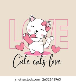 cute cat love girl design