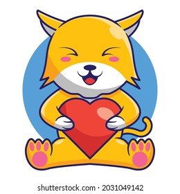 Cute Cat Love Heart Cartoon Design