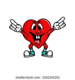 Cute cat with love heart valentine illustration