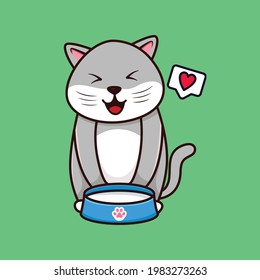 Cute cat love milk cartoon vector